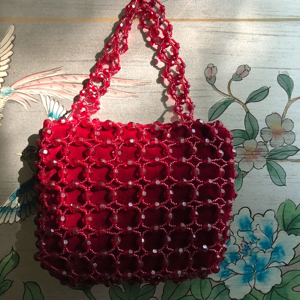 Small jewel tone beaded handbag/purse